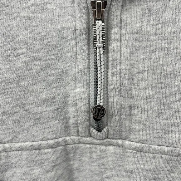 Lululemon Scuba Oversized Half Zip Hoodie Light Grey Cropped Thumbholes Sz XS/S - Picture 6 of 9